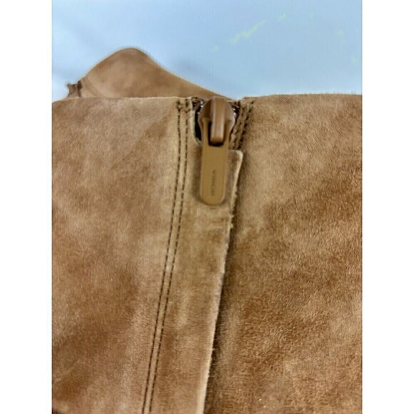 Vince Maggie Square Toe Boots Tan Brown Suede 7.5 M Sculptural Block Heel - Picture 9 of 13